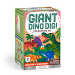 Giant Dino Dig excavation kit packaging with colorful dinosaurs on a white background