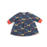 Children's dress with dog pattern on a white background