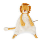Plush lion cuddle blanket with a white belly on a white background