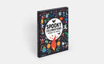 A hardcover book titled 'Spooky Celebrations Around the World' by Phaidon, standing upright at a slight angle on a light gray background. The cover is dark with a dense, colorful illustration of Halloween-themed motifs, including bats, ghosts, pumpkins, and a fox.