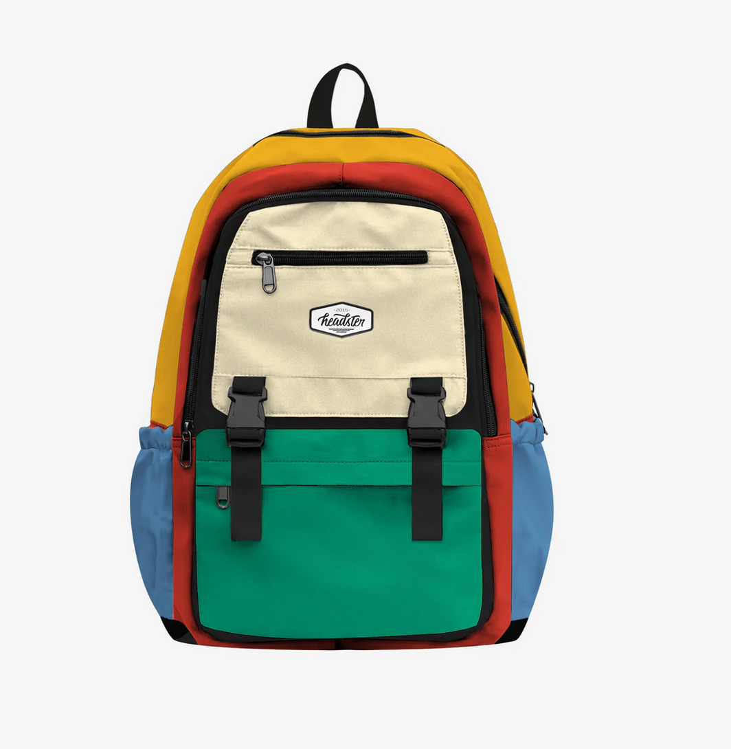 Colorblock School Bag Blue Atoll