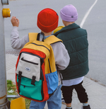 Colorblock School Bag Blue Atoll