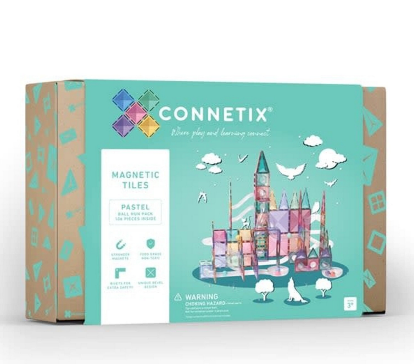 Connetix Pastel Ball Run Expansion Pack, 106 Pieces