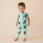 Signature 2-Way Short-Sleeve Zippy Romper Forest