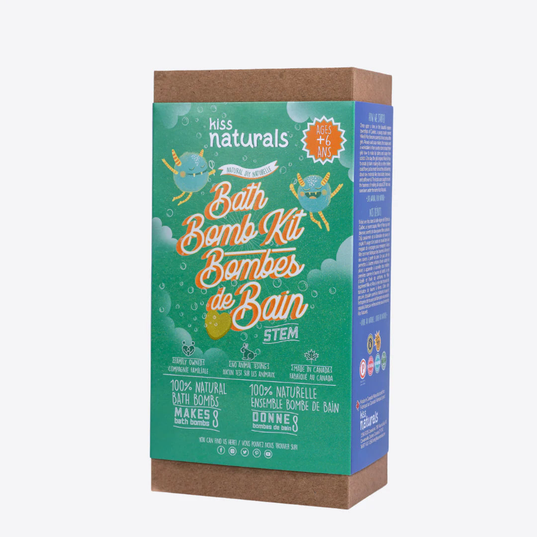 Bath Bomb Kit packaging with teal and brown design on a white background