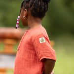 Burnt Ochre Short Sleeved Henley Top