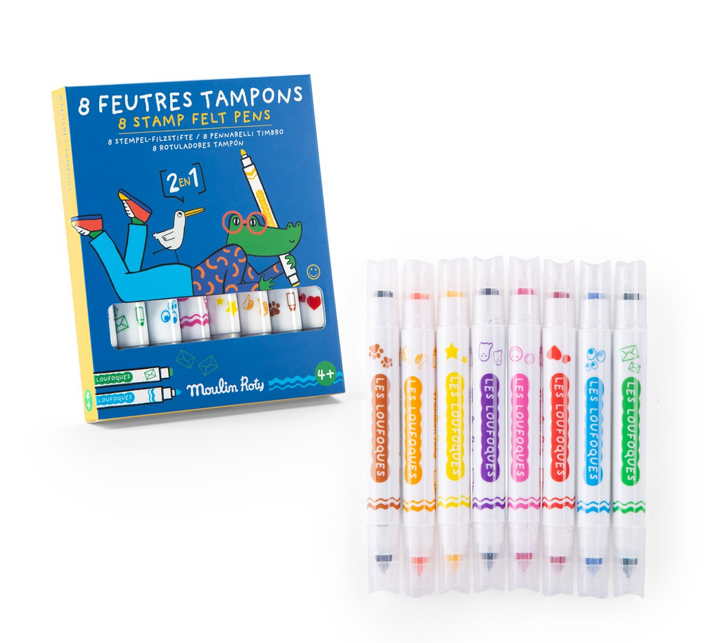 Les Loufoques Stamp Felt Pens 2-in-1 Set/8