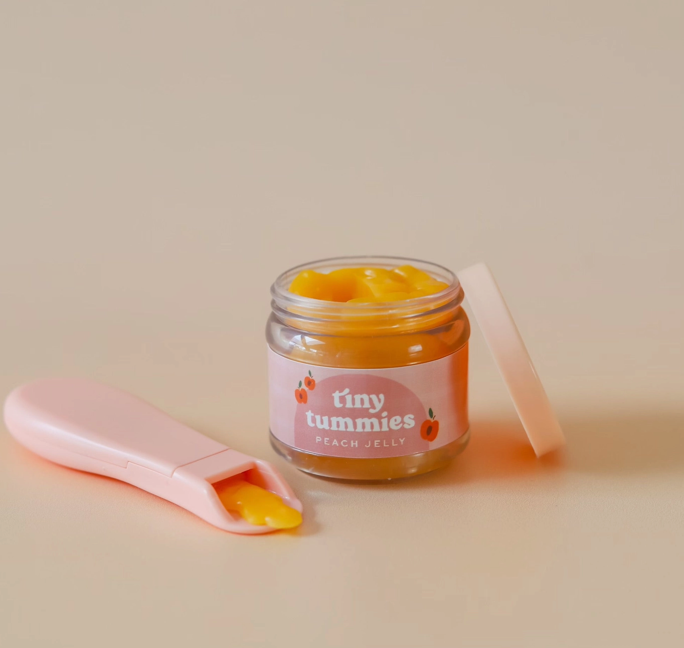 Tiny Tummies Peach Jelly Jar and Spoon Set