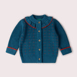 Midnight Frill Snuggly Knitted Cardigan