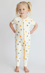 Signature 2-Way Short-Sleeve Zippy Romper Bees