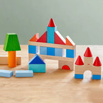 46 pc Colored Wooden Building Blocks Set