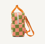 Small Backpack Farmhouse Checkerboard Green + Pink