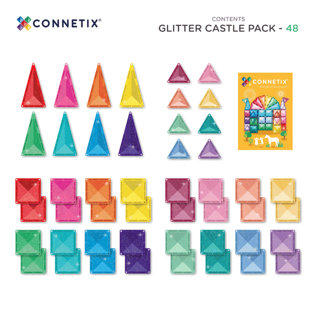 Connetix Glitter Castle Pack, 48 Pieces