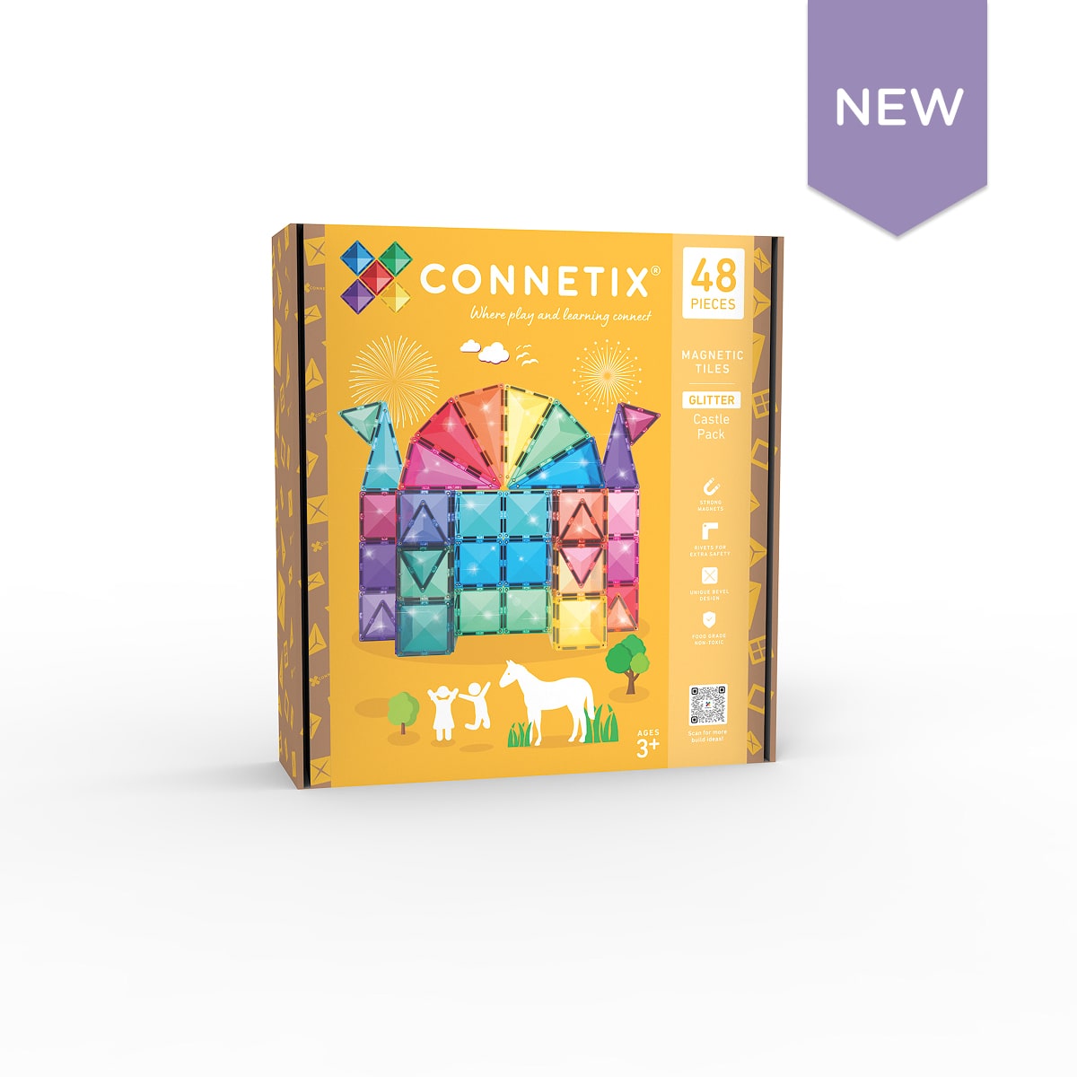Connetix Glitter Castle Pack, 48 Pieces