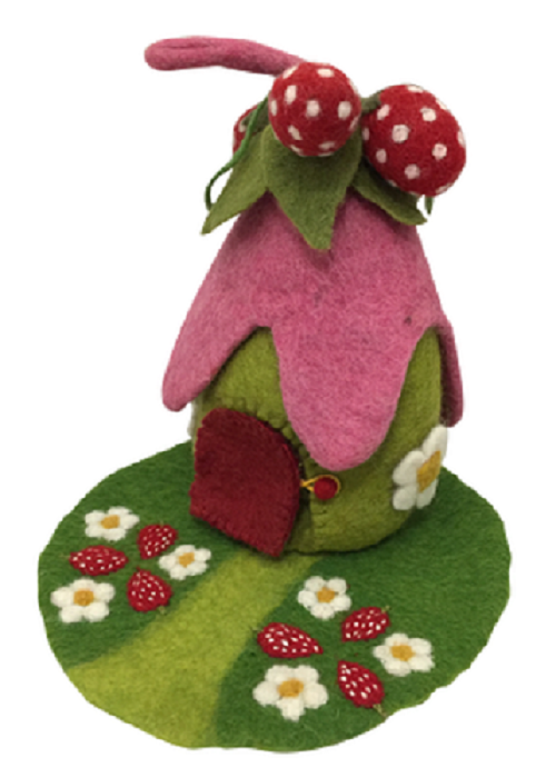 Felted Strawberry House with Mat