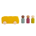 Yellow Bus with 3 Figures