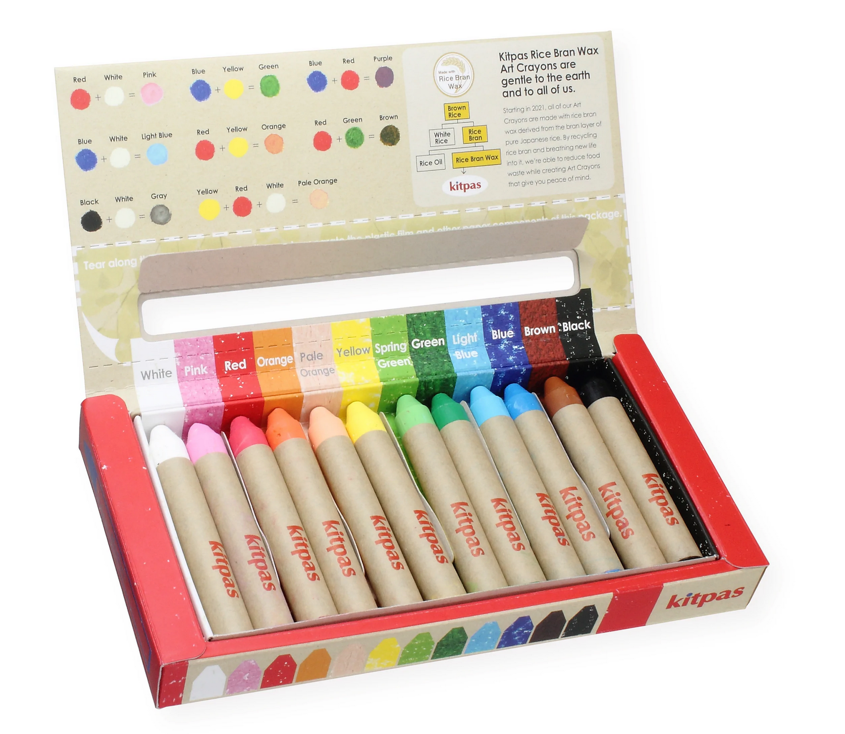 Kitpas Rice Bran Wax Art Crayons Set/12