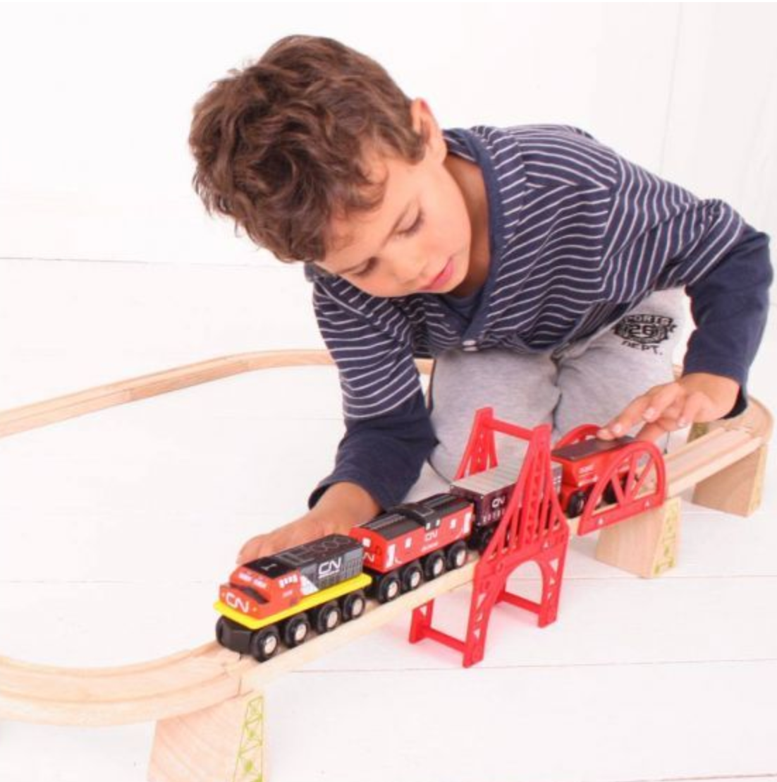 Bigjigs Rail CN Train - Other Major Wooden Rail Brands are Compatible