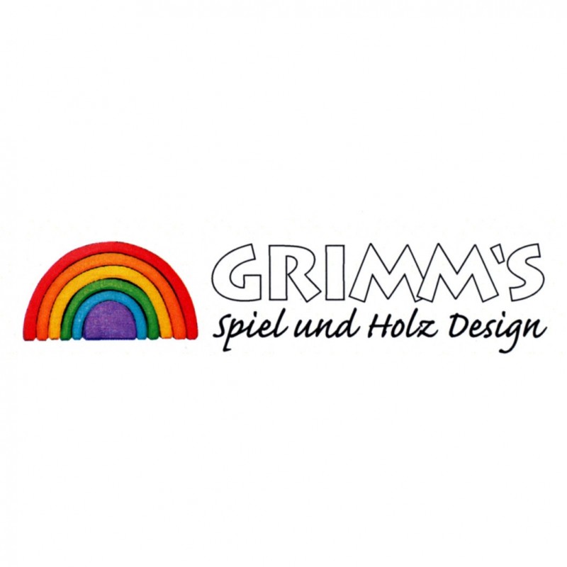 The grimm's rainbow logo with wordmark on a white background 