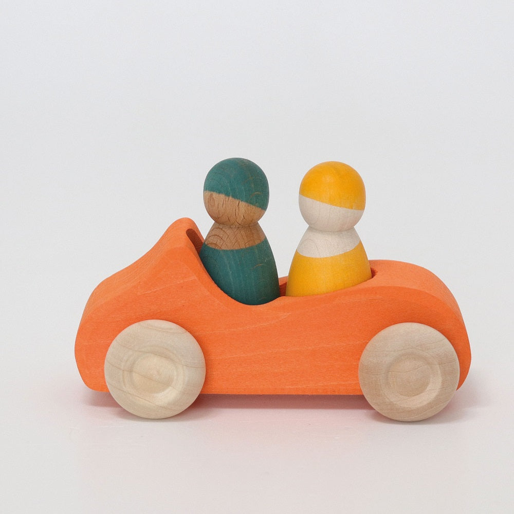 Large Orange Convertible with Two Peg Dolls