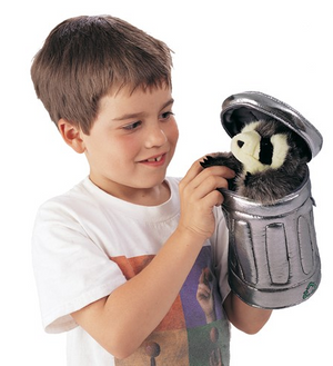 Raccoon in a Garbage Can Puppet