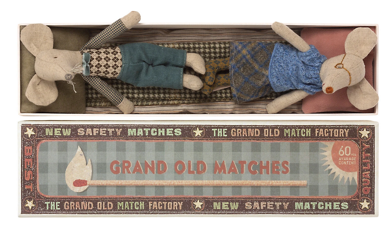 Grandma and Grandpa Mice in a Matchbox