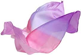 a flowing, gradient pink and purple silk on a white background