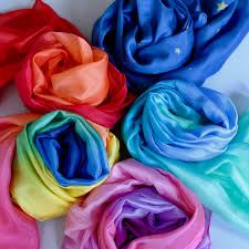 colourful silks wrapped in coils 